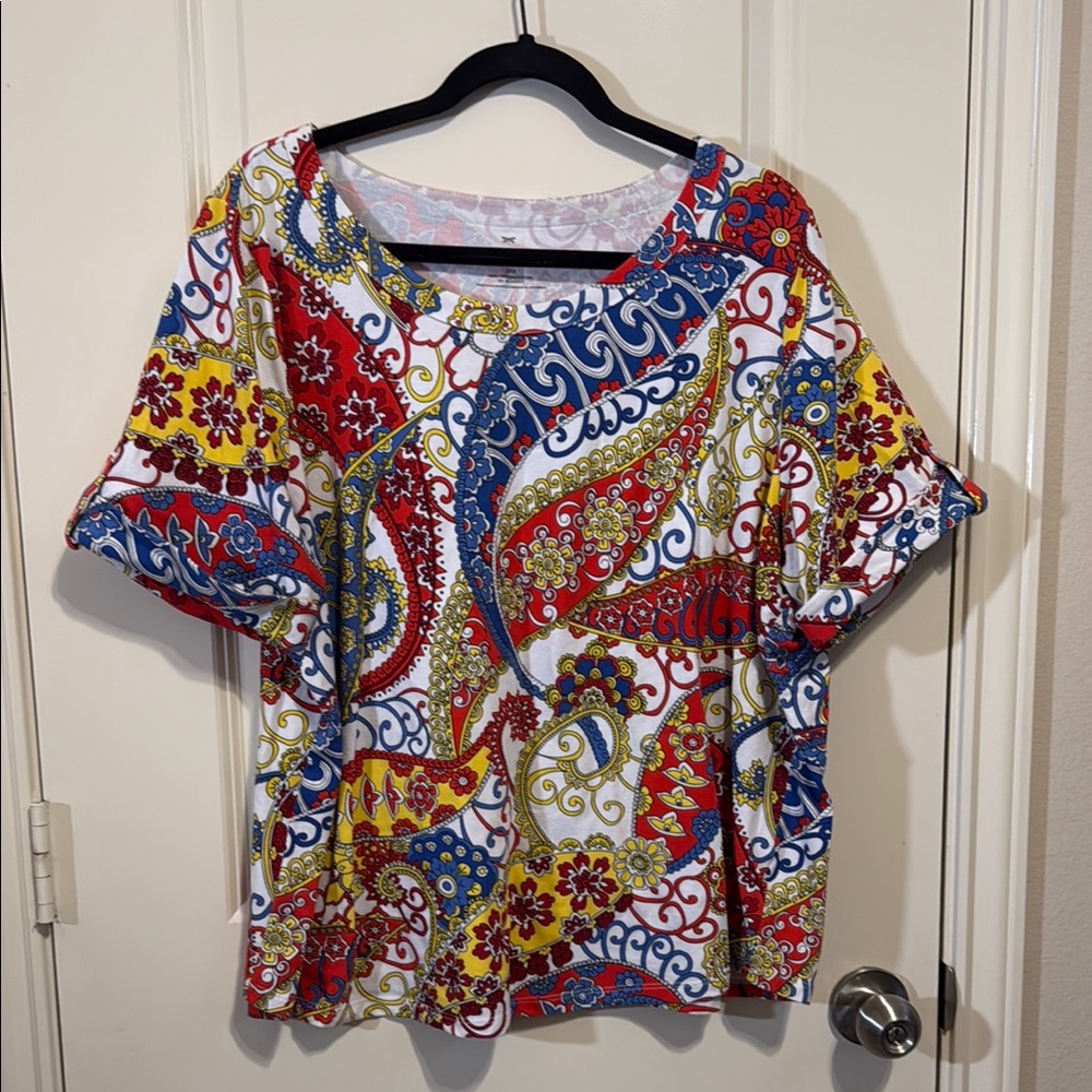 Talbots paisley print scoop neck petite plus size top - Picture 1 of 5
